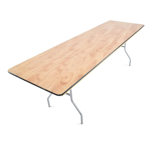 (Queen) 8ft x 40 Rectangular Plywood Table W / Folding Legs